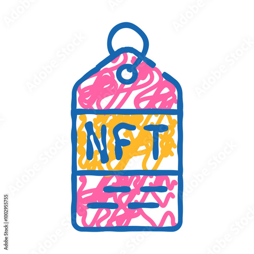 nft label doodle icon sketch vector. nft label sign. isolated symbol illustration