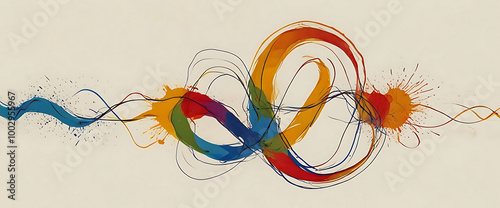 World Autism Awareness Day background featuring a vibrant rainbow-colored infinity symbol on a blue backdrop, symbolizing autism, ADHD, and neurodiversity inclusion and support-Copy Space