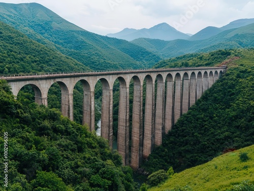 Aqueduct bridge construction for transporting water across valleys, bridge construction, water management infrastructure