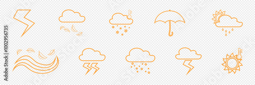 Weather icons, bad weather, sunny weather, Vector on white background.