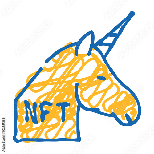 nft unicorn doodle icon sketch vector. nft unicorn sign. isolated symbol illustration