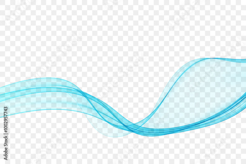 Blue abstract transparent wave, design element