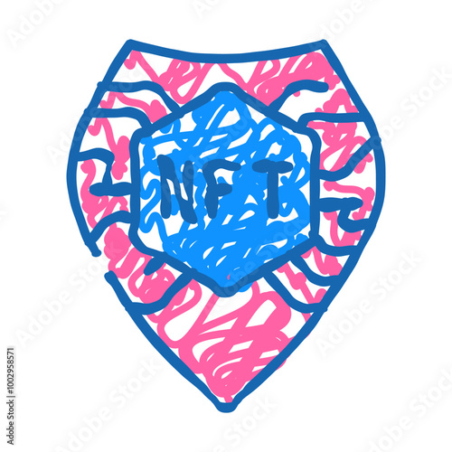 nft shield doodle icon sketch vector. nft shield sign. isolated symbol illustration