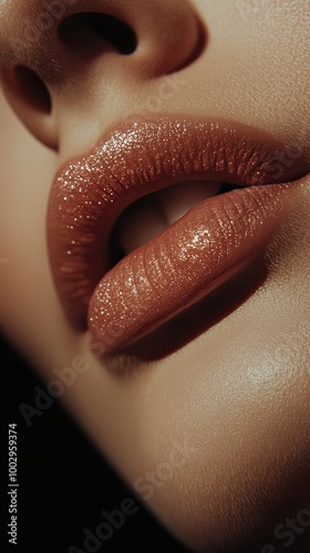 Shiny lips with smooth skin and glossy lips