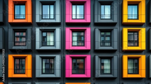 Colorful Windows of a Modern Building