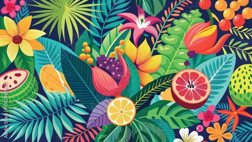 seamless pattern with colorful flowers