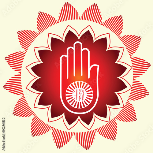 Jainism or Jain Dharma religion hand symbol vector icon for religious apps and websites