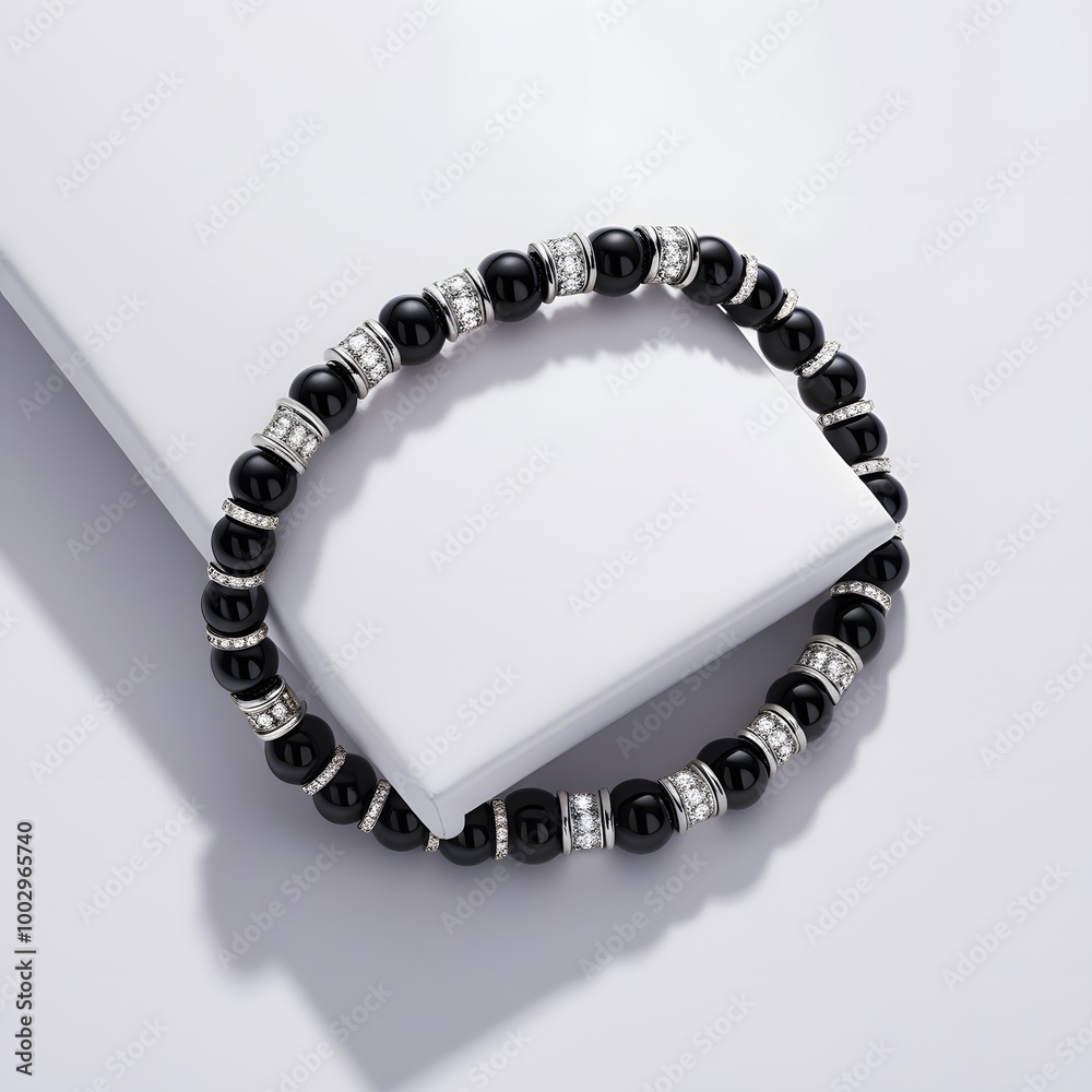 Dimond bracelet with black color on a white background, AI generated. Dimond bracelet with black color on a white background, AI generated.