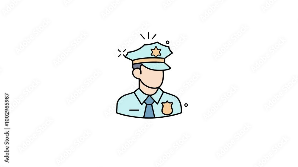 Animated of police officer icon motion graphic animation. user avatar people concept icon animation Animated of police officer icon motion graphic animation. user avatar people concept icon animation