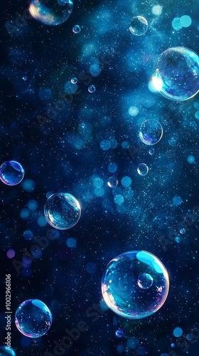 Wallpaper Mural Futuristic bubble background with a blue color, bubbles floating in the air,... Torontodigital.ca