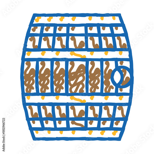 barrel with gunpowder or rum doodle icon sketch vector. barrel with gunpowder or rum sign. isolated symbol illustration