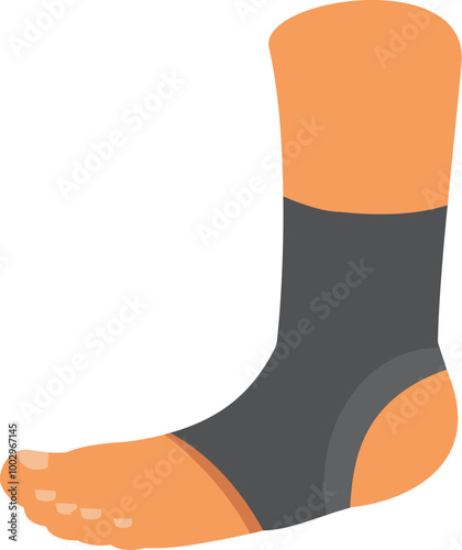 Illustration of an ankle with a supportive brace, highlighting recovery and rehabilitation after injury