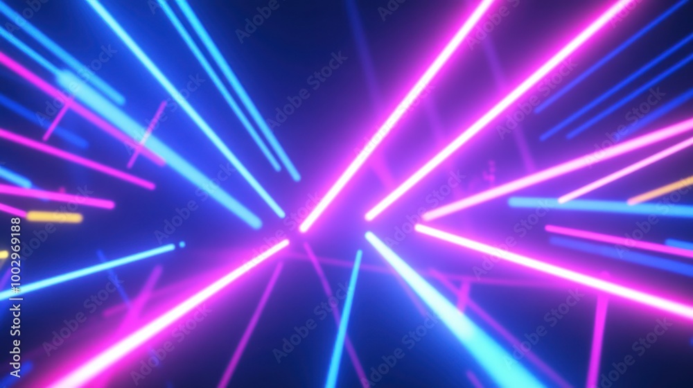 A vibrant display of colorful neon lights radiating in various directions.