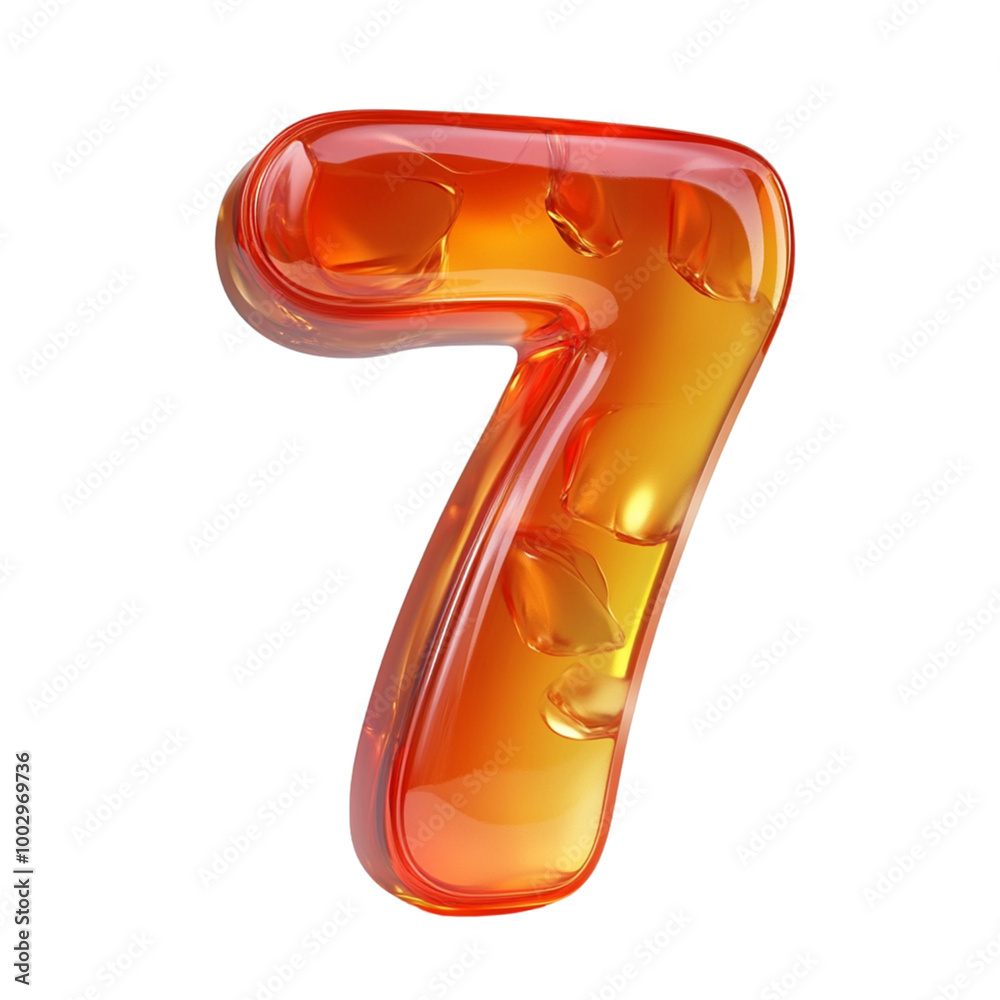 jelly trimmed into number 7 isolated on transparent background jelly trimmed into number 7 isolated on transparent background