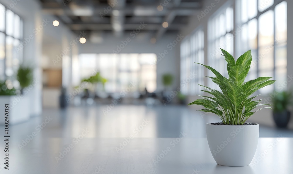 Blur focus of White open space office interior can be used as background, Generative AI Blur focus of White open space office interior can be used as background, Generative AI