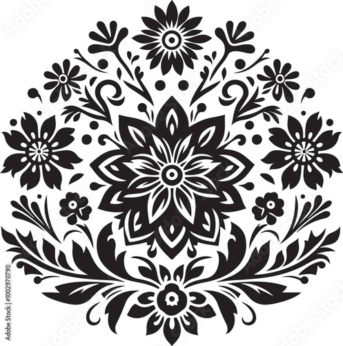 flower alpona vector illustration design,awesome flower alpona svg,flower alpona high resolution printable artwork