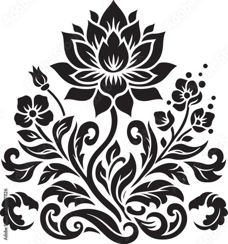 flower alpona vector illustration design,awesome flower alpona svg,flower alpona high resolution printable artwork