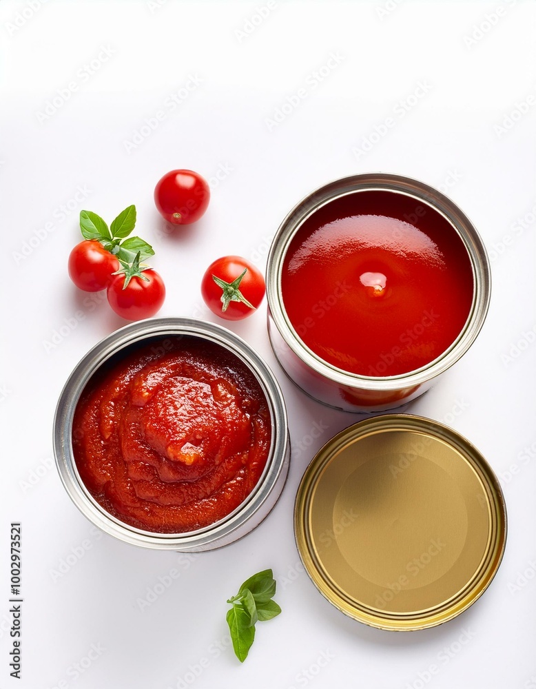 tin tomato paste and tomato sauces white background tin tomato paste and tomato sauces white background