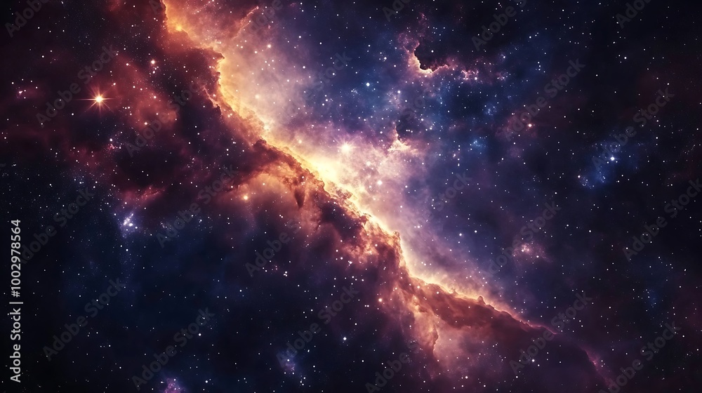 Naklejka premium Enchanting cosmic nebula radiating vibrant energy across the galaxy image