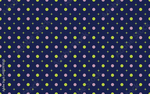 Wallpaper Mural Seamless decorative geometric pattern of circles and stars arranged like a chessboard in light purple and light green colors. Perfect for printing, design and textiles Torontodigital.ca