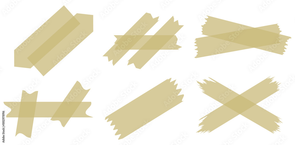 Set of beige semi-transparent washi tapes isolated on white. Tapes collection in vector. Pieces of decorative tape for scrapbooks. Torn paper Set of beige semi-transparent washi tapes isolated on white. Tapes collection in vector. Pieces of decorative tape for scrapbooks. Torn paper