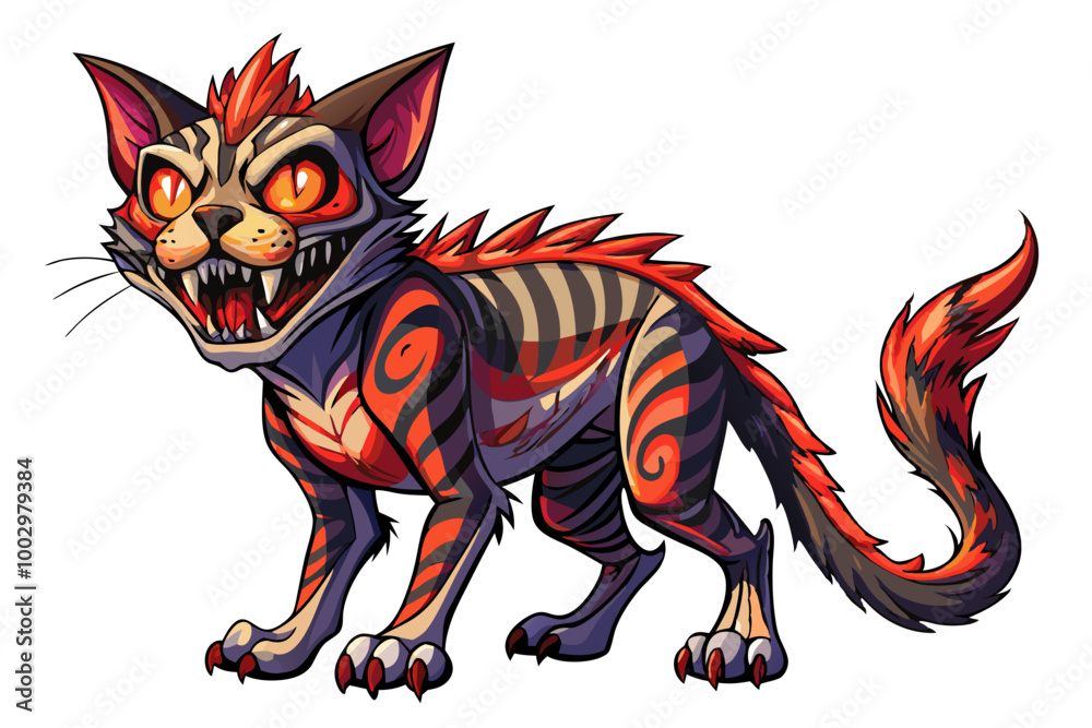 illustration of a horror cat, halloween cat vector, monster cat, scary cat, demon cat, ugly cat illustration of a horror cat, halloween cat vector, monster cat, scary cat, demon cat, ugly cat