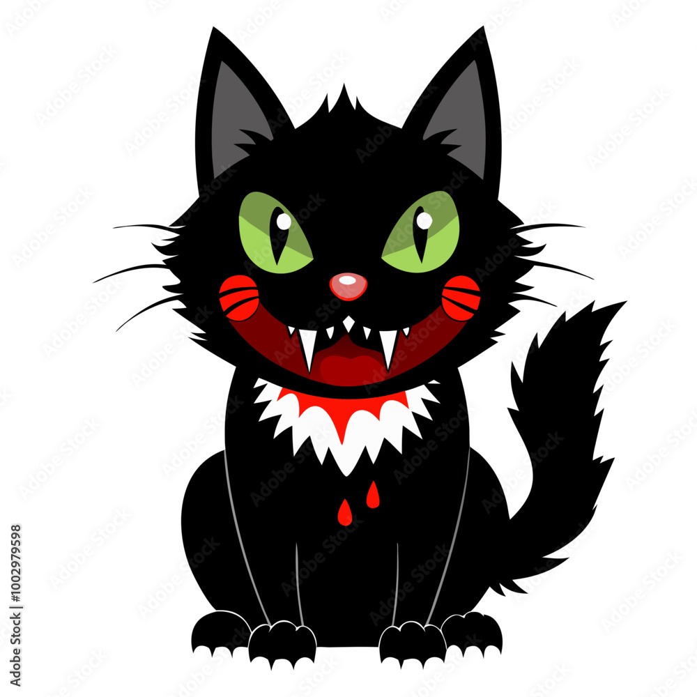 illustration of a horror cat, halloween cat vector, monster cat, scary cat, demon cat, ugly cat illustration of a horror cat, halloween cat vector, monster cat, scary cat, demon cat, ugly cat