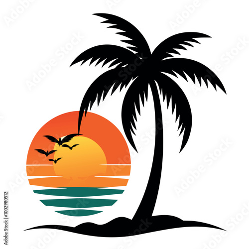 tropical island with palm tree
