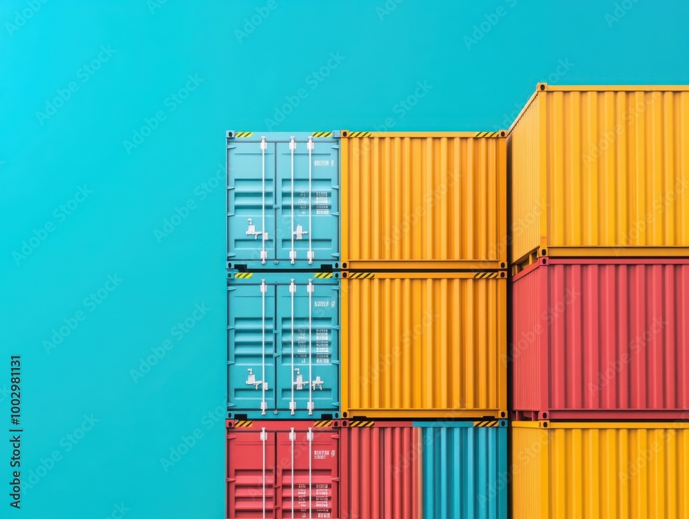 Fototapeta premium Colorful Cargo Containers on Bright Background