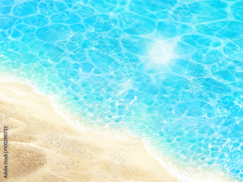 Beautiful background of sea waves  under the sun and blue sky.