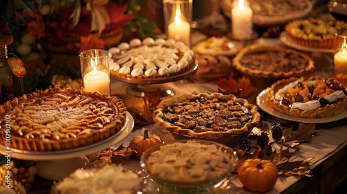 Thanksgiving Dessert Table with Pies, Cookies, and Cakes for Fall Celebration Decor in Canadian Home