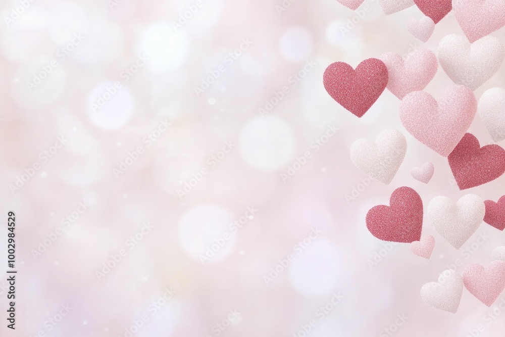 Fototapeta premium Whimsical Hearts Floating in a Clear Blue Sky, Symbolizing Love, Joy, and Freedom in a Dreamlike Atmosphere