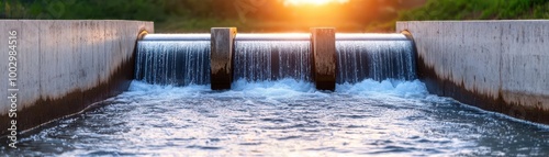 Sluice gates for controlling water flow in a dam, aiding irrigation and flood management, dam, flow regulation photo