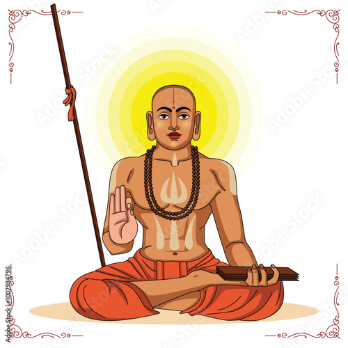 Vector illustration of Happy Madhvacharya Jayanti social media feed template photo