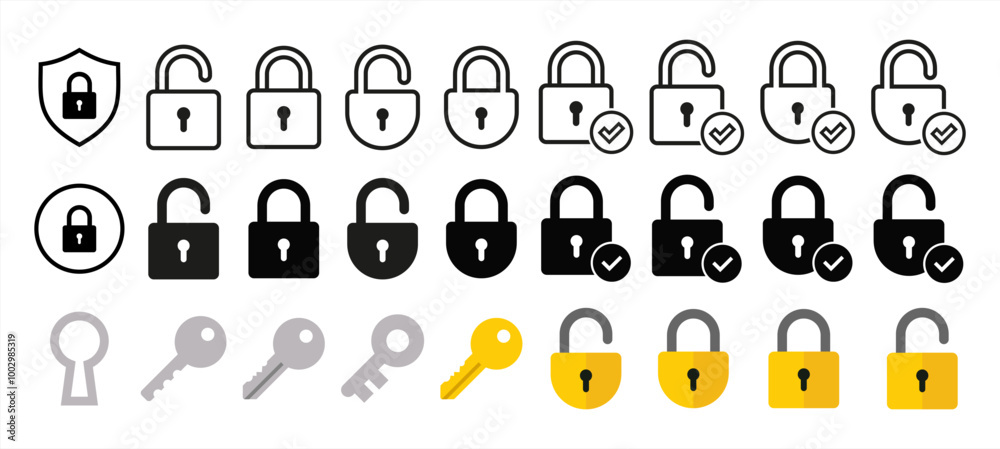Key, padlock and keyhole icon set. vector 10eps. Key, padlock and keyhole icon set. vector 10eps.