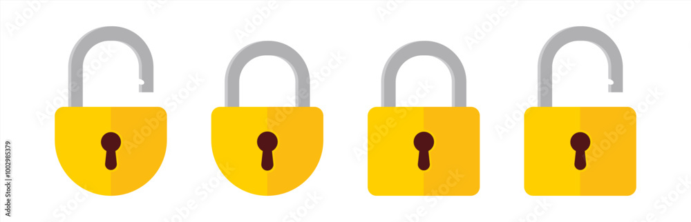 Lock open and lock closed icon. Padlock symbol. Symbol of protection. Concept password, blocking, security, vector 10 eps.