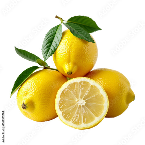 lemon with leaves PNG transparent image