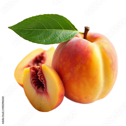peach with leaf PNG transparent image