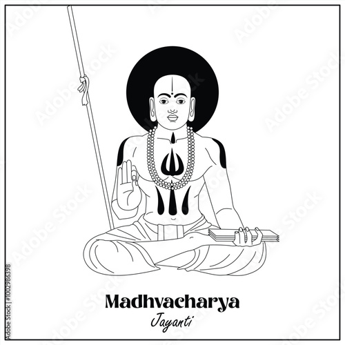 Vector illustration of Happy Madhvacharya Jayanti social media feed template photo