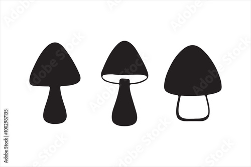 Mushroom hand drawn illustration three set