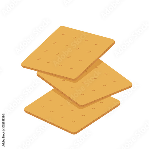 Square crackers.  Crackers vector isolated. Illustration of food, snacks.