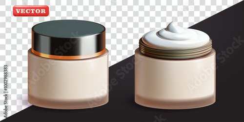 Cosmetic cream Jar, 3d vector. Suitable for cosmetics and advertising