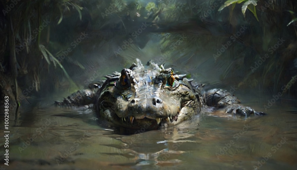 Photo &amp; Art Print A striking view of a crocodile lurking in the 