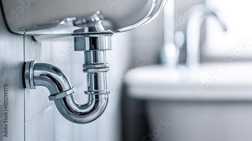 Close-up of plumber tightening a pipe under a bathtub, ensuring proper water drainage.
