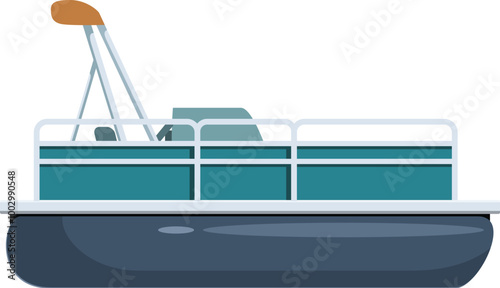 Modern pontoon boat waiting for passengers on the lake, leisure activity and outdoor recreation concept