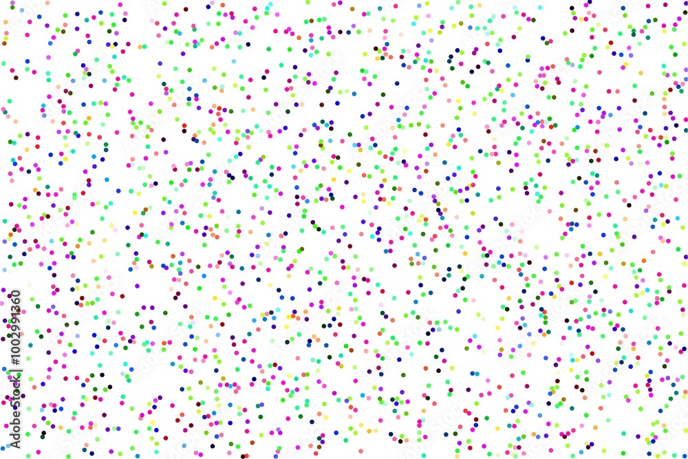 white background with  small equally sized circles in a variety of colors randomly arranged