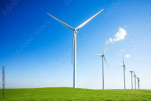 Wallpaper Mural Serene scene of wind turbines spinning gracefully in an open field, harnessing the power of the wind to generate clean energy Torontodigital.ca