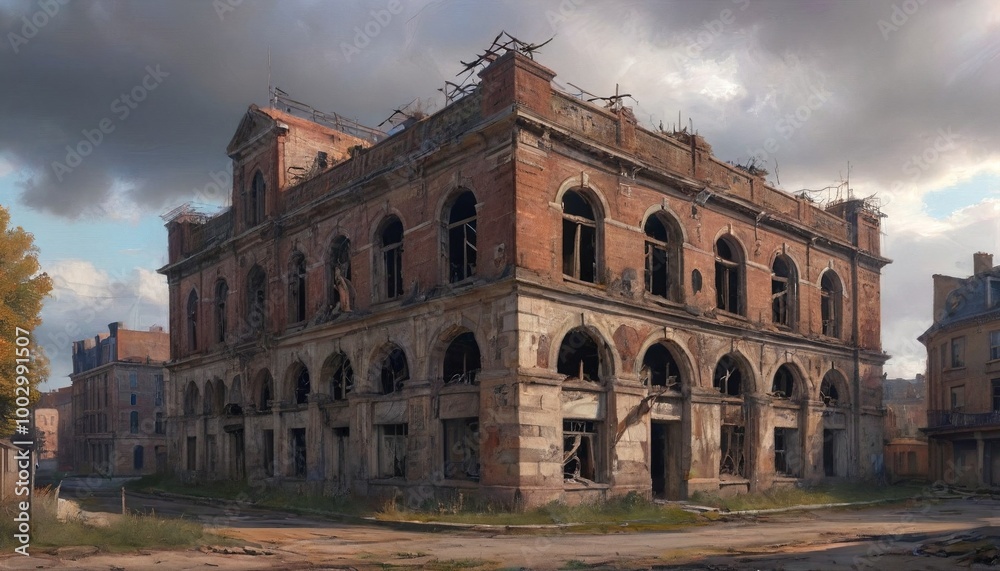 Obraz premium An evocative image of an abandoned building being restored, representing the resurrection of history and the power of revitalization, Generative AI