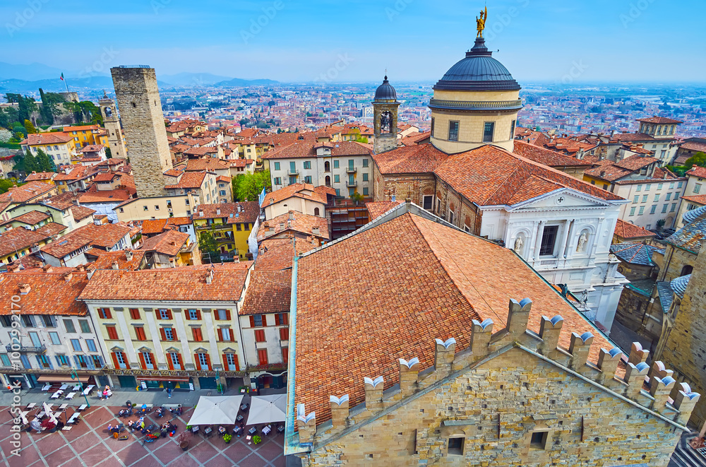The roof of Palazzo della Ragione and Duomo di Bergamo, Italy The roof of Palazzo della Ragione and Duomo di Bergamo, Italy