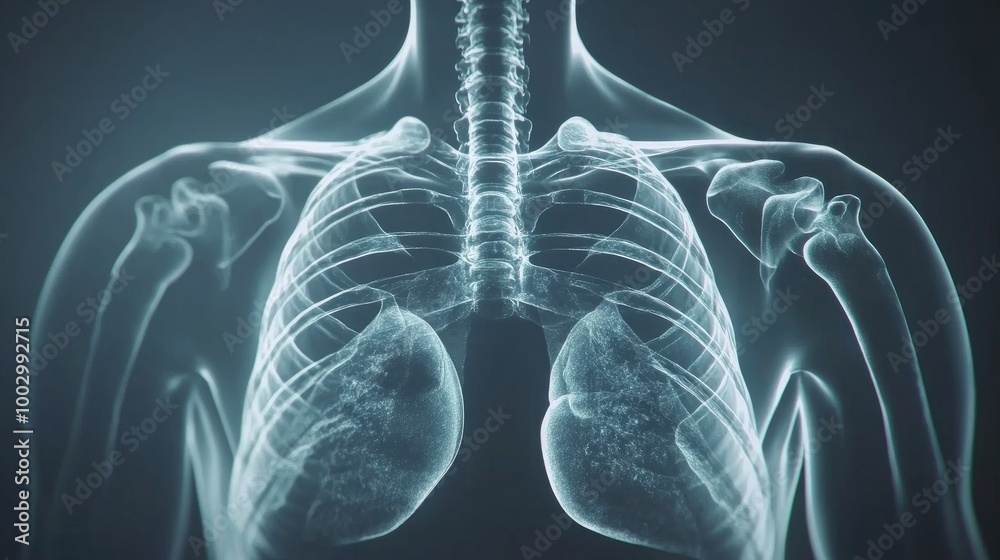 Human Chest X-Ray Highlighting Lung Structure Human Chest X-Ray Highlighting Lung Structure